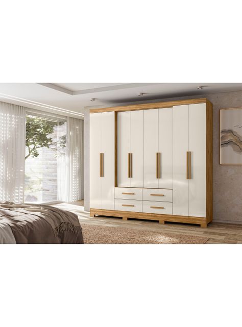 Clóset San Lorenzo 8 Puertas 4 Cajones Freijo Off White-4