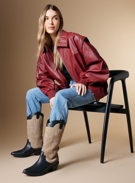 Bota Alta Cuero Colaboración María Pombo Mujer-0