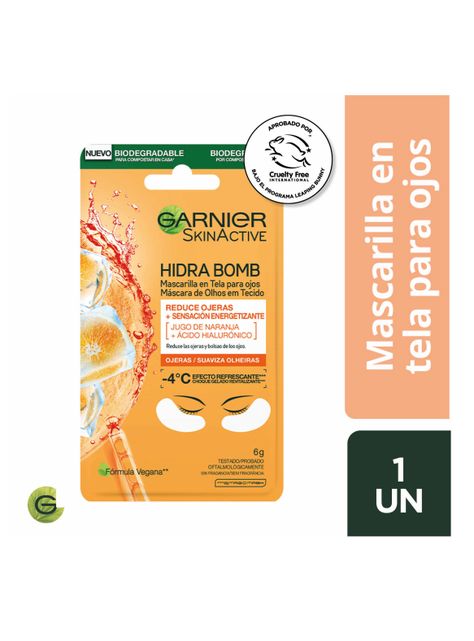 Mascarilla Garnier Skin Active en Tela Ojos Orange-0