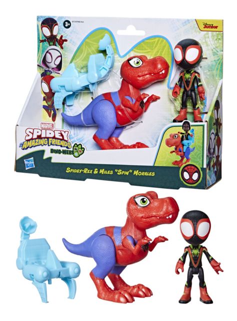 Figura de Acción Dino-Webs Spidey-Rex y Miles “Spin” Morales-4