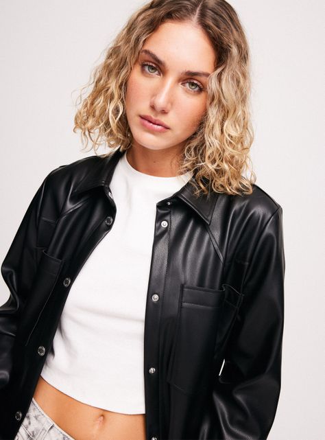 Leather Jacket Biker Negra Bershka Chaqueta Biker Chaqueta