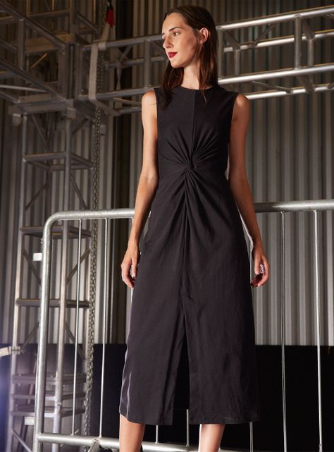 Vestido Algodón Grueso con Nudo en Cintura-0