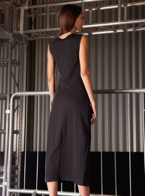 Vestido Algodón Grueso con Nudo en Cintura-1