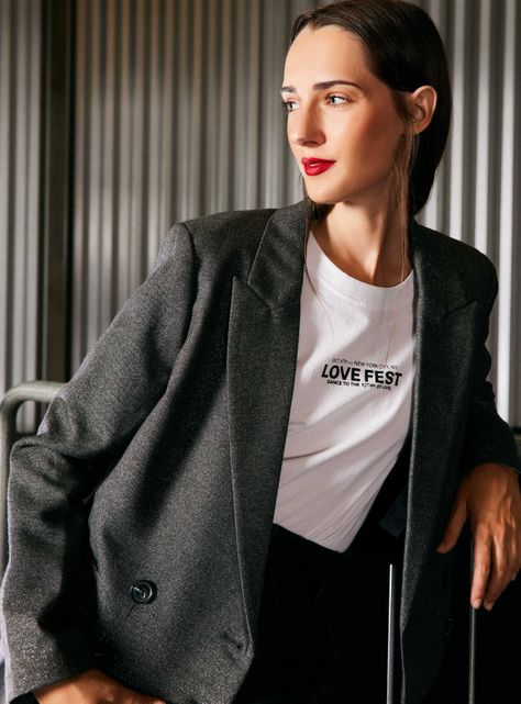 Blazer Crop Tela Detalle Metalizado y Abotonadura Cruzada-2