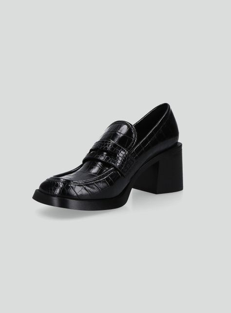 Mocasín Efecto Cuero Textura Croro con Taco Alto Mujer-2