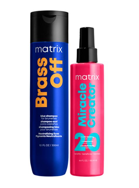 Set Shampoo Matizador Azul Cabello Castaño 300 ml Brass Off + Spray 190 ml Miracle Creator-0