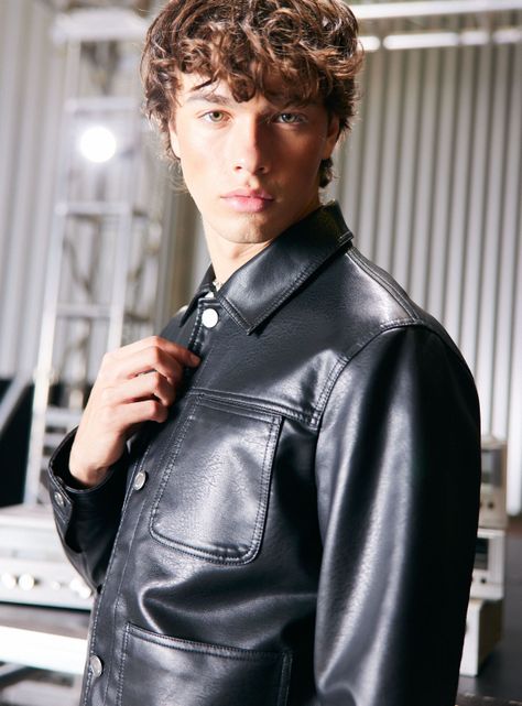 Chaqueta Look Cuero Relaxed Fit-2