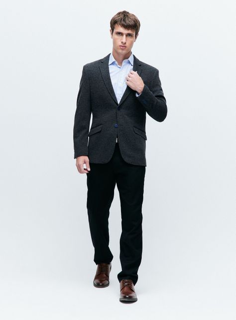 Vestón Recto Slim Fit Knit Texturado-4