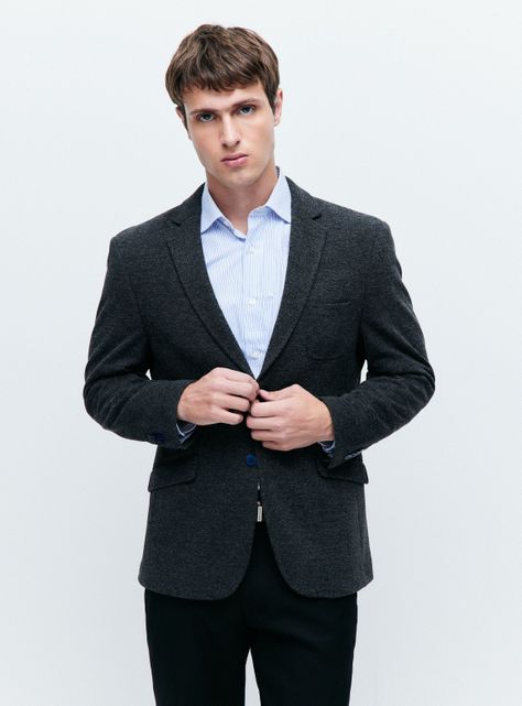 Vestón Recto Slim Fit Knit Texturado-0