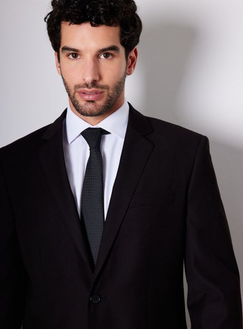 Traje Recto Lana Poliéster Liso Regular Fit-2