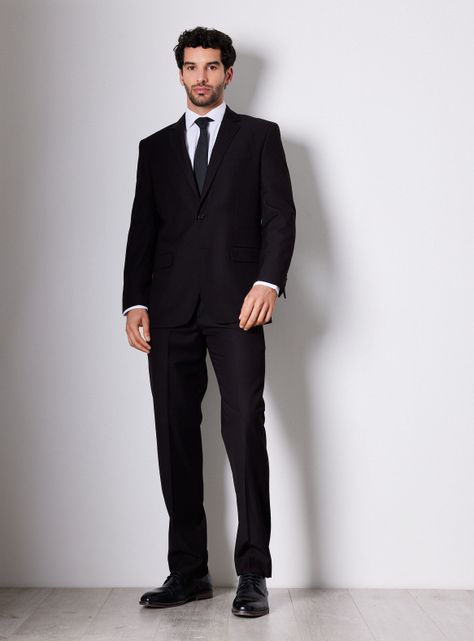 Traje Recto Lana Poliéster Liso Regular Fit-4