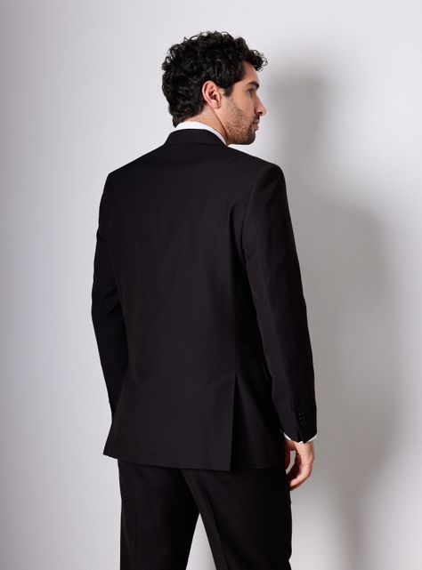 Traje Recto Lana Poliéster Liso Regular Fit-1