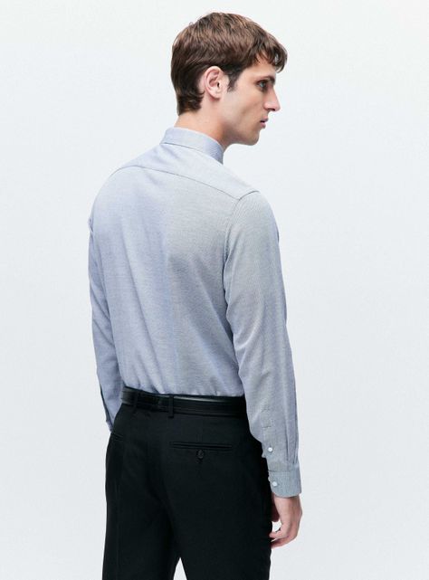 Camisa Slim Fit en Texturas de Color-1