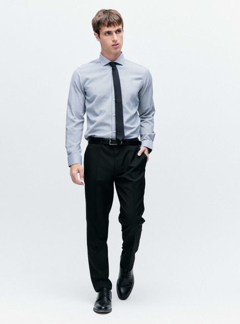 Camisa Slim Fit en Texturas de Color-4