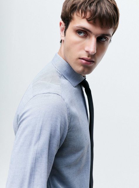 Camisa Slim Fit en Texturas de Color-3