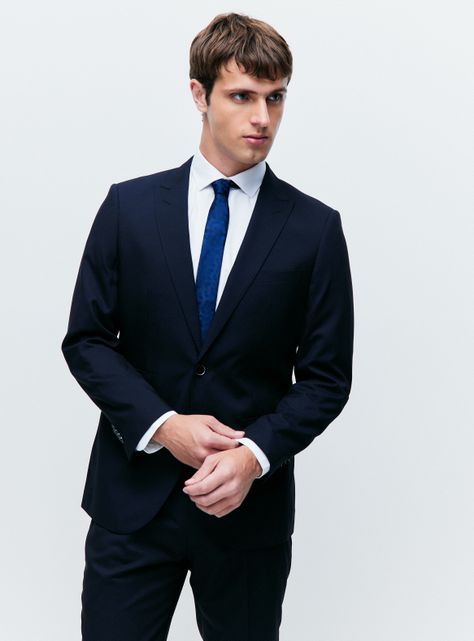 Traje Recto Textura Lisa Slim Fit-0