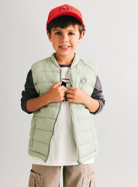 Parka Acolchada sin Mangas Cierre-0