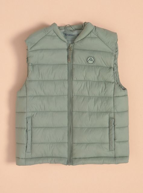 Parka Acolchada sin Mangas Cierre-2