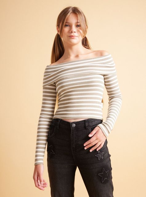 Polera con Cuello Bardot-0