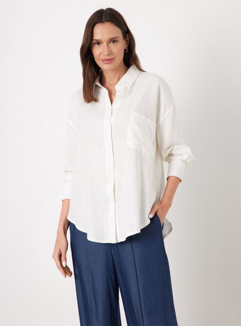 Blusa de Lino Manga Larga-0