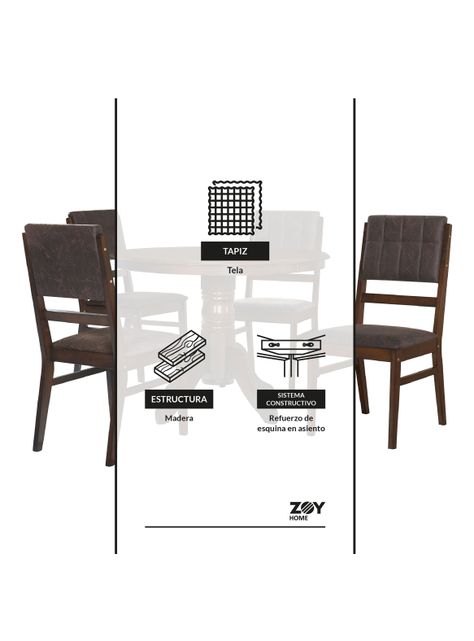 Juego de Comedor Rodas + 4 Sillas-4