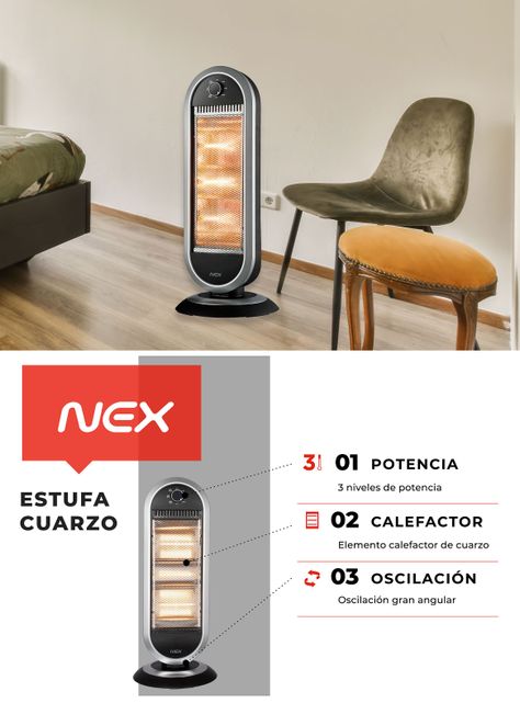 Estufa Cuarzo Halógena 1100W CRB1300-4