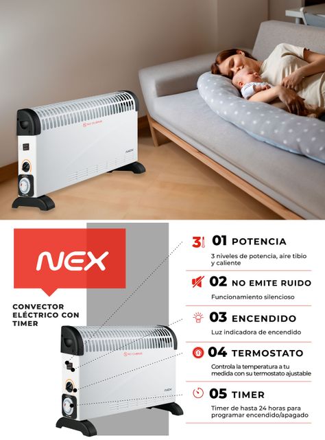Convector Eléctrico con Timer 1800W EC2000T-5