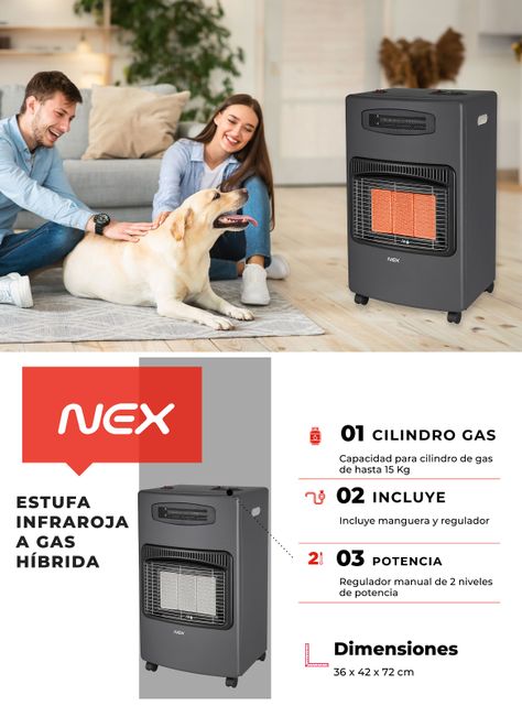 Estufa Infraroja a Gas Híbrida 15 Kg EGAS15KGTB-6