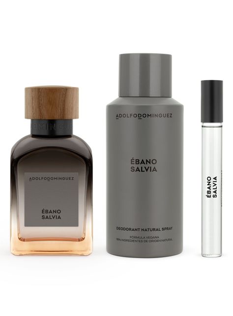 Set Perfume Ébano Salvia EDT Hombres 120ml + Desodorante 150ml + Megaspritzer 10ml-1