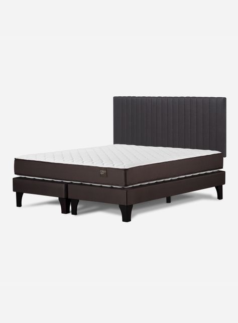 Cama Europea Ergo T New 2 Plazas Base Dividida + Respaldo Lucio Grafito-0