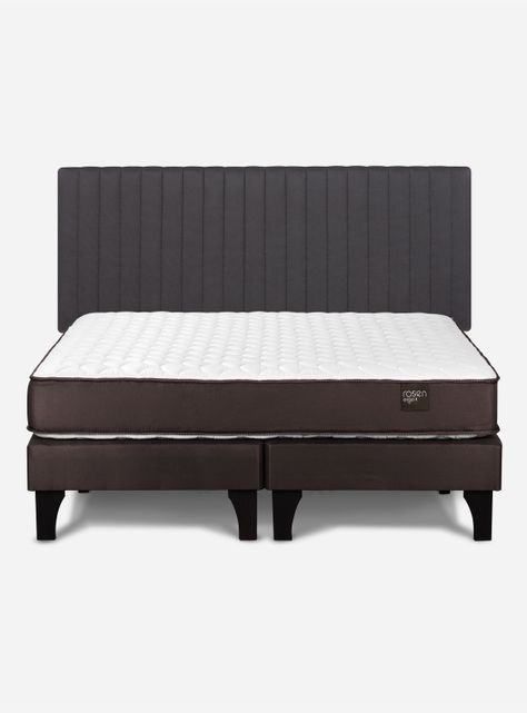 Cama Europea Ergo T New 2 Plazas Base Dividida + Respaldo Lucio Grafito-1