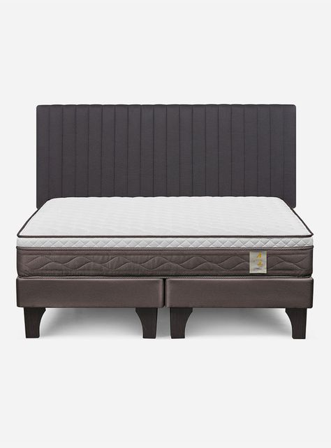Cama Europea New Style 4 Plus Base Dividida 2 Plazas + Respaldo Lucio grafito-1