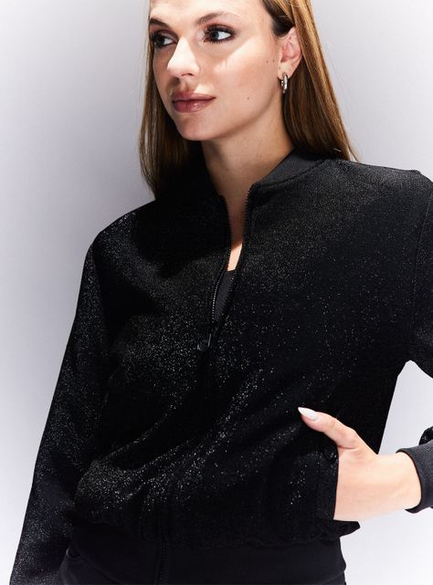 Chaqueta Bomber Tela Brillante-2