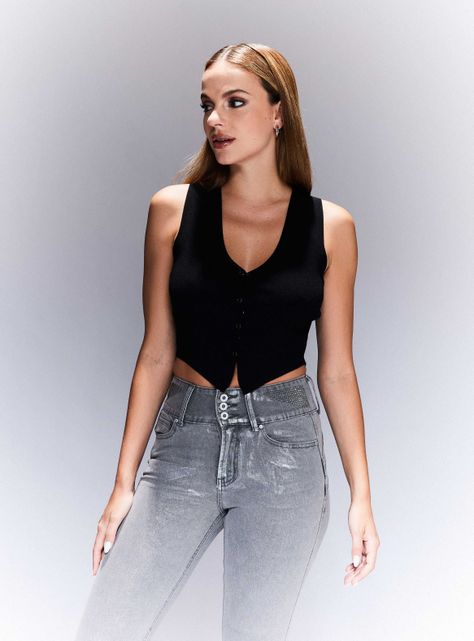 Polera Vest Ajustado Look Tejido-0