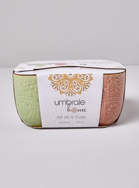 Set 4 Mugs Embossed Pastel 350 ml-3