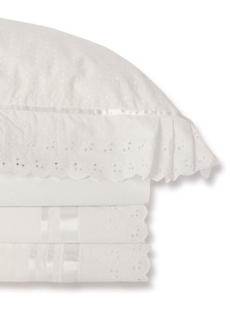 Sábanas 2 Plazas Nina Herrera 220 Hilos Broderie Blanco-2