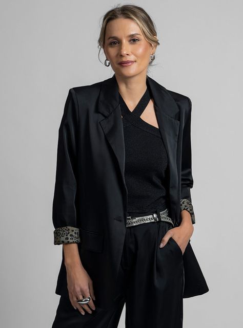 Blazer Satín Ara Negro-0
