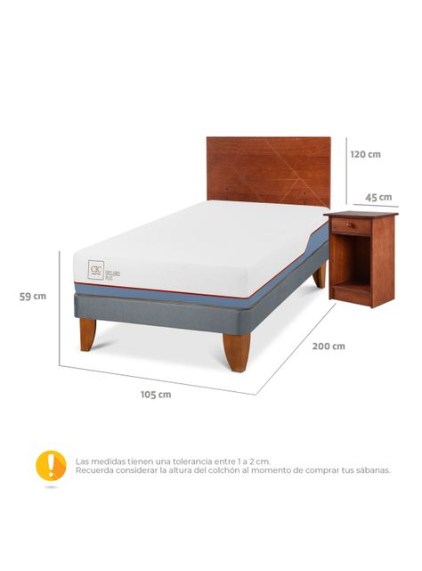 Cama Europea Excellence Plus 1.5 Plazas + Set Muebles New Villarrica-1