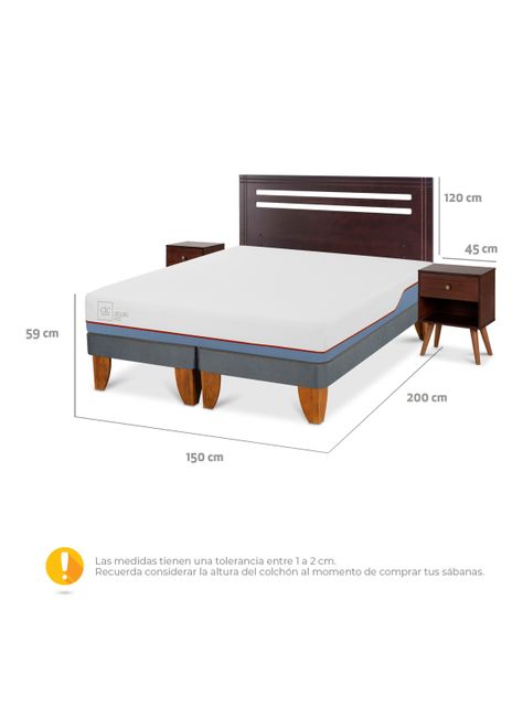Cama Europea Excellence Plus 2 Plazas Base Dividida + Set Muebles New Munich-1