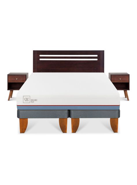 Cama Europea Excellence Plus 2 Plazas Base Dividida + Set Muebles New Munich-2