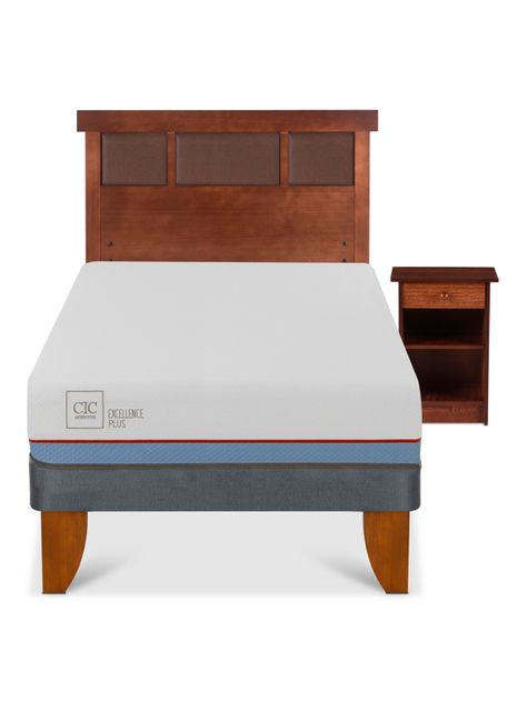 Cama Europea Excellence Plus 1.5 Plazas Base Normal + Set Muebles New Dublín-2
