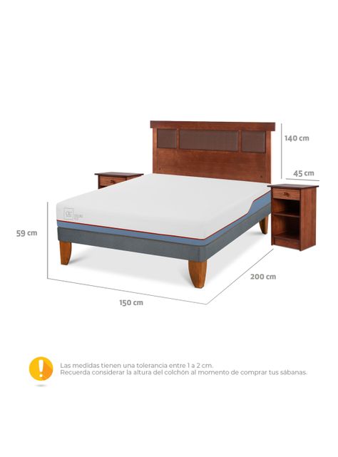 Cama Europea Excellence Plus 2 Plazas Base Normal + Set Muebles New Dublín Caramel-1