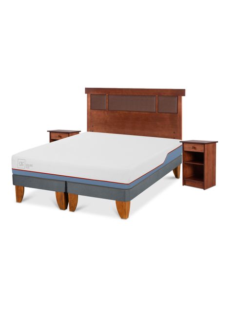 Cama Europea Excellence Plus 2 Plazas Base Dividida + Set Muebles New Dublín Caramel-0