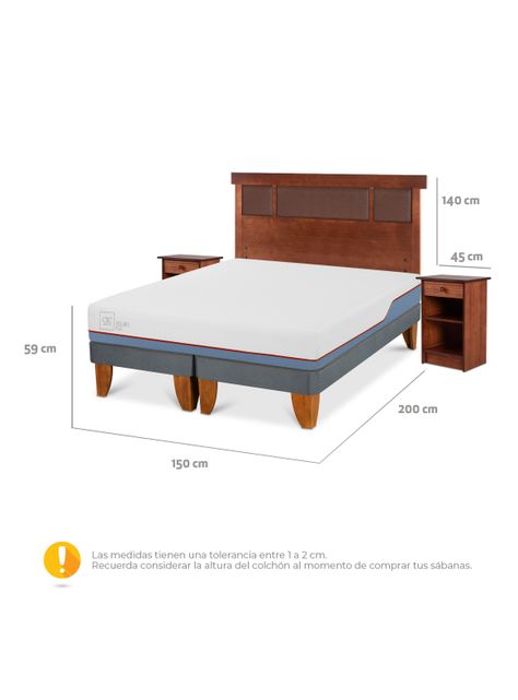 Cama Europea Excellence Plus 2 Plazas Base Dividida + Set Muebles New Dublín Caramel-1