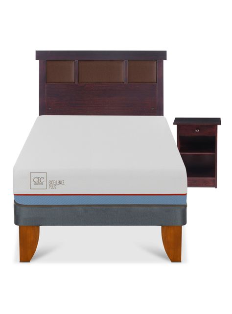 Cama Europea Excellence Plus 1.5 Plazas + Set Muebles New Dublín Chocolate-2
