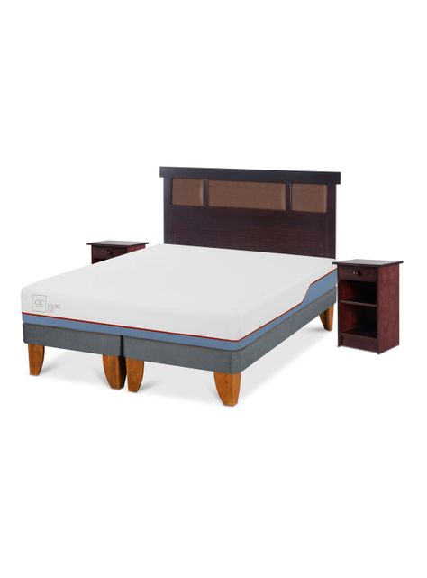 Cama Europea Excellence Plus 2 Plazas Base Dividida + Set Muebles New Dublín Chocolate-0