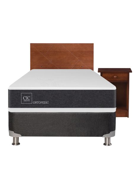 Box Spring New Ortopedic B5 Black 1.5 Plazas New Villarrica Sin Textil-1