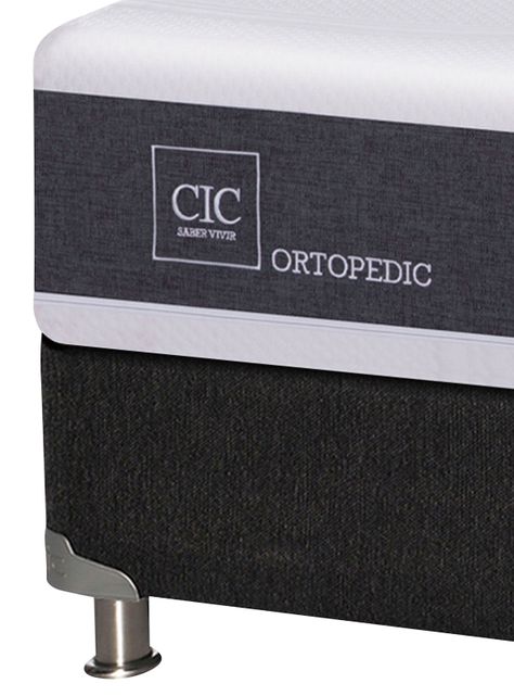Box Spring New Ortopedic B5 Black 2 Plazas Base Normal + Set Muebles New Villarrica-3