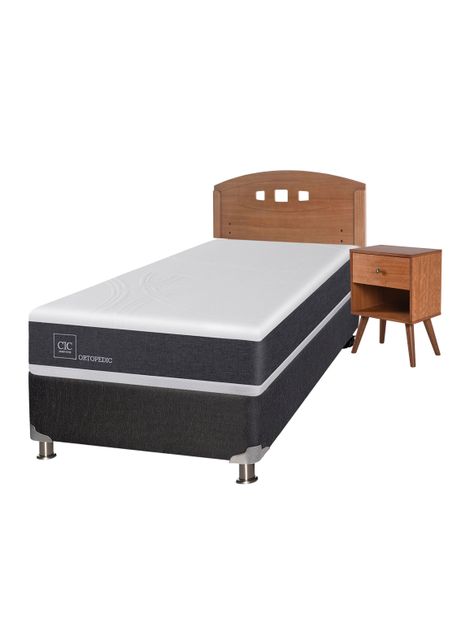 Box Spring New Ortopedic B5 Black 1.5 Plazas + Set Muebles New Gales-0