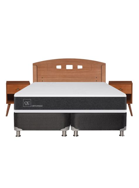 Box Spring New Ortopedic B5 Black 2 Plazas Base Dividida + Set Muebles New Gales-1